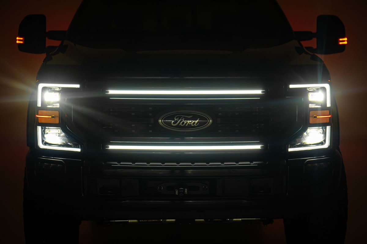 Ford F-250 Super Duty LED Light Kit - Grille Mount - Rough Country - 30 Inch DRL - '17-'22
